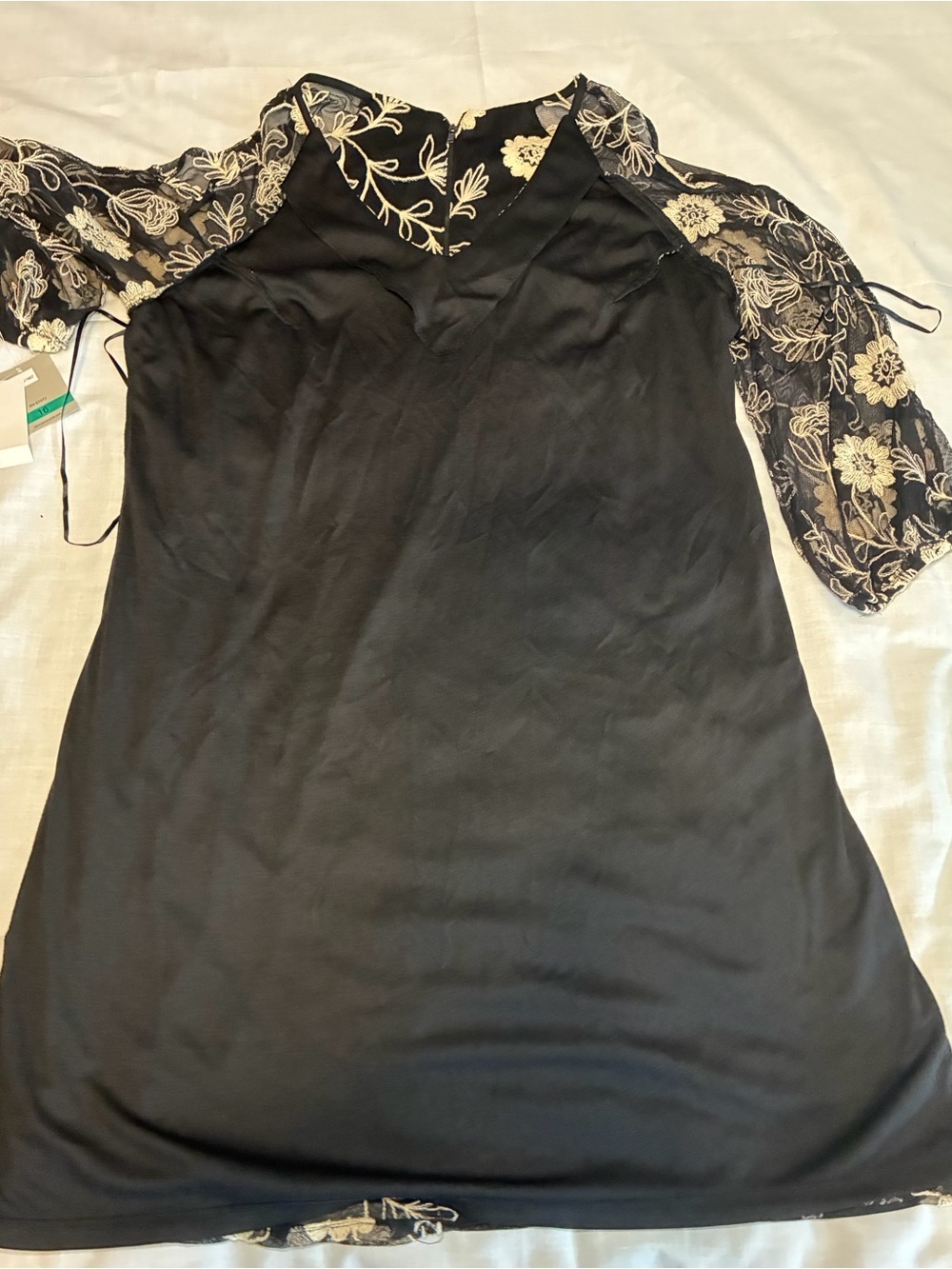 Danny and Nicole Wm’s Embroidered Mesh Cold Shoulder Dress – Black – Sz 16 – NWT - Picture 11 of 14